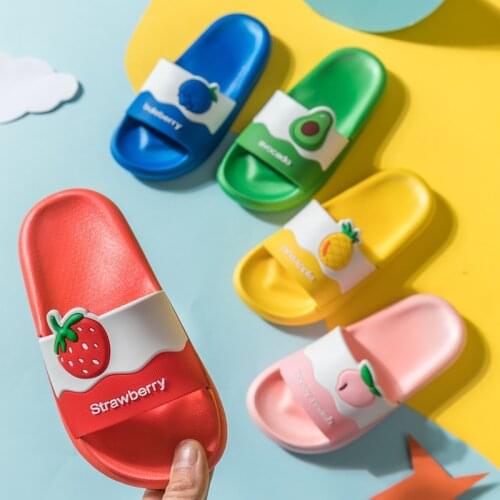 Family Mother Daughter Beach Slippers for Girls Summer Fruits Kids Slides Home Outdoor Children Slippers Soft Sole Flat Shoes
