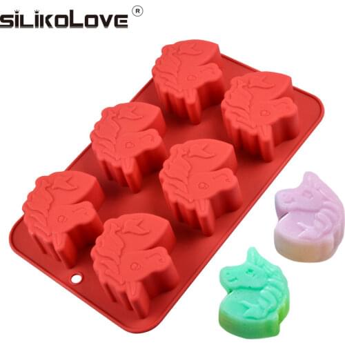SILIKOLOVE 3D Unicorn Soap Mold Silicone Soap Mold For DIY Soap Making Handmade 6 Cavity Soap Form