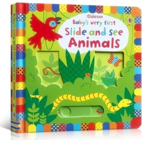 Britain English 3D Usborne Babys very first slide and see animals flip hole picture board book kids early education book toy