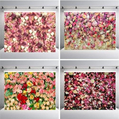 Party Photography Vinyl Background Simulation Plant Flower Wall Three-dimensional Rose Decor Photocall Backdrop For Photo Studio