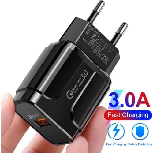3A Quick Charger USB Charger EU Wall Mobile Phone Charging Adapter for iPhone X MAX QC3.0 Fast phone charger for Samsung Xiaomi