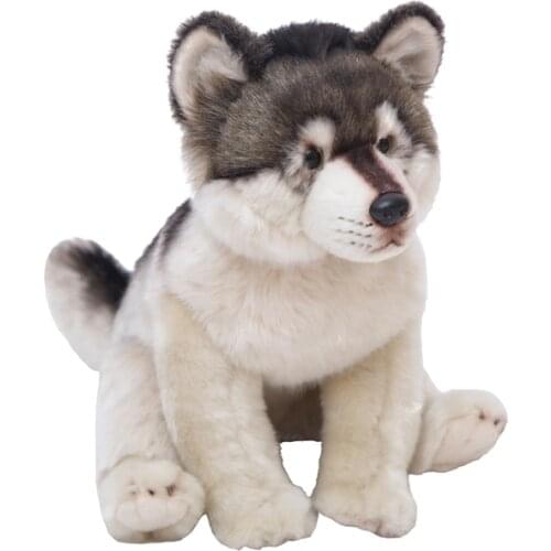 1pc 38x21x26cm Kawaii Puppy Stuffed Toys Cute Simulation Husky Dog Plush Toys Wolf Stuffed Doll Kids Baby Toys Plush Wolf Dolls