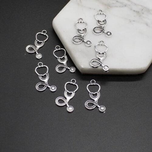 10 pieces of Tibetan silver stethoscope alloy design amulet medical industry jewelry DIY jewelry making accessories