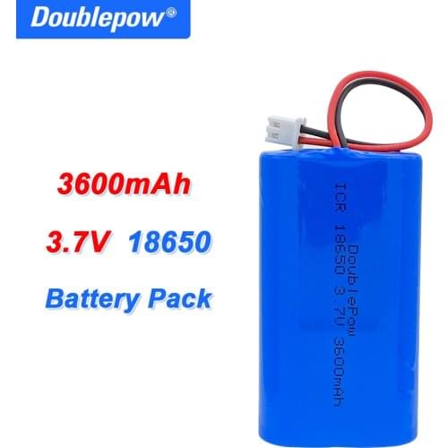 3.7V Lithium Battery Packs 18650 3600mAh Rechargeable battery for Fishing LED Light Bluetooth Speaker + XH2.54-2P Plug