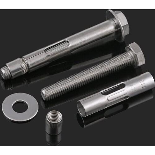 304 Stainless Steel Expansion Screw Hoisting Expansion Bolt External Hexagon Reduction Belt Built-in Tension Explosion 2Pcs