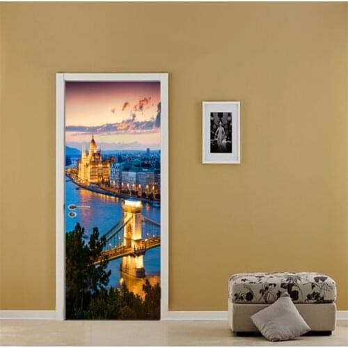 3d Photos Creative PVC 3d Vinyl Wallpaper DIY Door Cover 77*200cm Childrens Room Wall Stickers Kitchen Baby Room Wall Decals