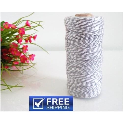 5 Spools (110yard/spool) Banner Scrapbooking DIY Colored White and Grey Cotton Bakers Twine-Pick Colors-12 ply Gray Cords String