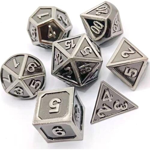 7pcs/set of Colorful Dice Set Metal Zinc Alloy Multi-sided Game Dice Set TRPG Board Game Entertainment Dice