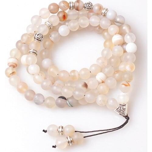 8mm Natural stone beads with Alloy charm Shape 99 Prayer Beads Yoga meditation necklace for women