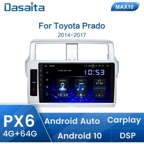 Dasaita 1 Din Android 10.0 Car Radio Navigation for Toyota Prado 2014 2015 10.2" IPS MP3 Bluetooth 1280*720 RAM 4GB Carplay