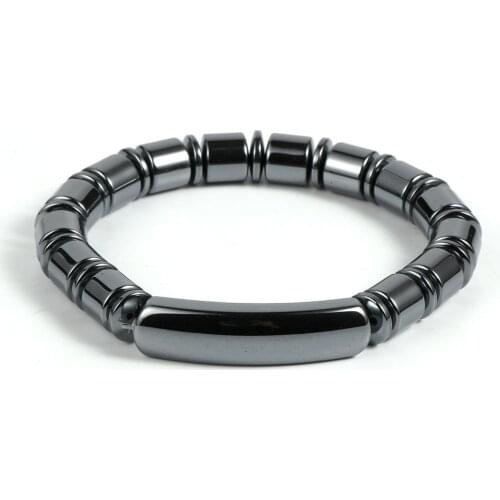 Unisex Men Women Natural Stone Black Hematite Beads Bracelet 5A Top Grade Hematite Elastic Bracelet Fashion Men Jewelry Gift