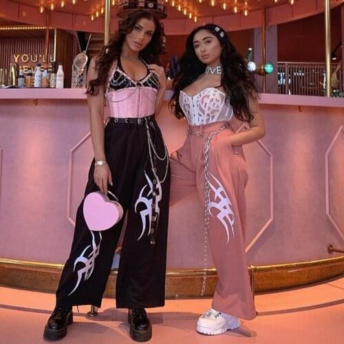 Kpop EXO GOT7 TWICE Hip Hop Streetwear Women wild Pants High Waist Pockets harajuku Trousers Female Loose New Fashion Trousers