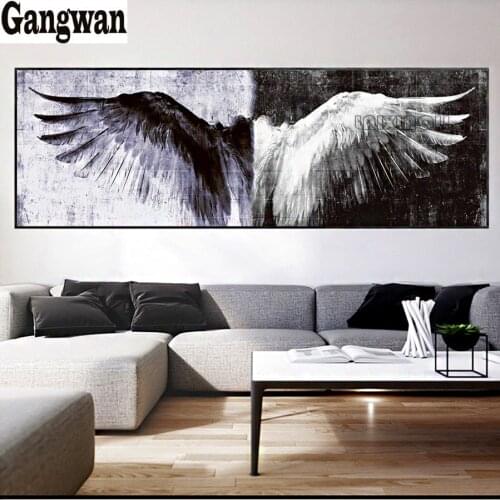 Black And White Retro Wings Full drill square round diamond painting mosaic diamond rhinestones diamond embroidery cross stitch