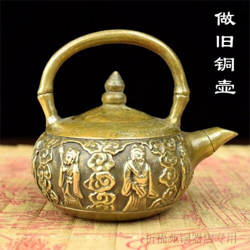Pure copper pot pot antique bronze ornaments for Feng Shui eight crafts brass trumpet pot factory direct sales