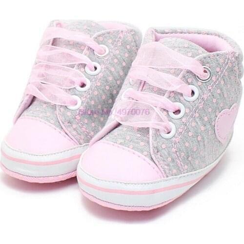 DHL 100pair Newborn Baby Girls Dots Heart Autumn Lace First Walkers Sneakers Shoes Toddler Classic Casual Shoes