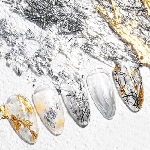 DIY Nail Art Stickers Gold Foil Sally Mesh Paper Gold And Silver Foil Fragment Mesh Diy Phototherapy Nail Decoration Wholesale