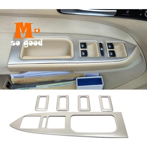 For Touran 2005-11 12 13 14 2015 accessories Stainless steel Car Armrest Window Glass Lift Switch Cover Trim car styling 5pcs