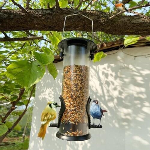 Hanging Wild Bird Feeder Seeds Food Container Outdoor Automatic Feeding Tool