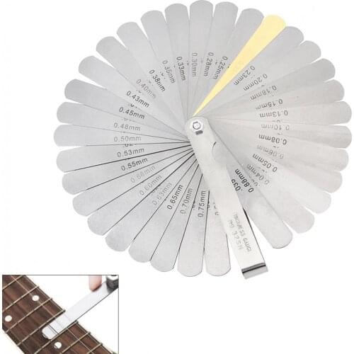 32 Blade Stainless Steel Guitar Neck Gap Fret Measuring Ruler 0.0015-0.035inch Nut Curl Measurement Guitar Repair Tool