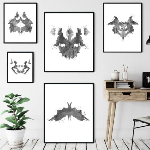 Canvas Painting Rorschach Test Watercolor Psychologist Gift Psychological Test Posters and Prints Wall Art Pictures Clinic Decor