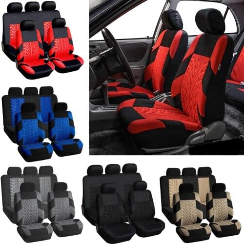 Fast shipping Full Car Seat Covers Set Universal Polyester Fabric Auto Protect Covers Car Seat Protector Red for Women Girls