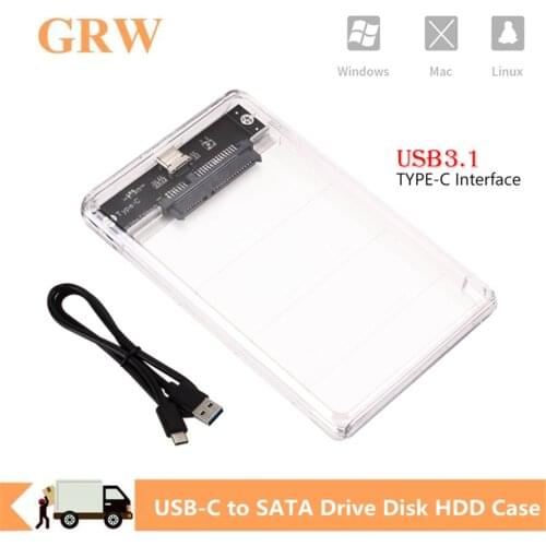 Grwibeou 2.5 Inch HDD Enclosure SATA 3.0 to USB 3.0 5 Gbps 6TB Support UASP HD External Type C 3.1 SSD Hard Drive Case