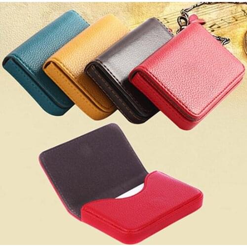 Faux Leather Magnetic Closure Business ID Name Pack Credit Card Holder Pocket Box Credit Card Holder Wallet Men Women Cardholder