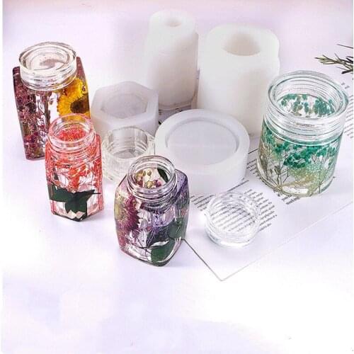 Crystal Epoxy Mold DIY Cuboid Hexagonal Prism Round Bottle Storage Box Silicone Mold