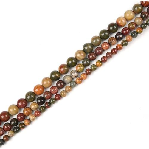 Natural 4/6/8/10/12mm Stone Round Picasso Stone Loose Beads Diy For Bracelet Necklace 15inch Anniversary Gifts Wholesale H347