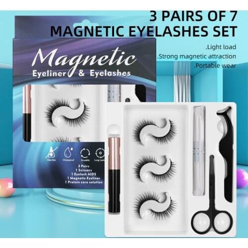 Magnetic Eyelashes 3D Mink Eyelashes Magnetic Eyeliner 7 magnets Lashes Short False Lashes Lasting Handmade Eyelash Makeup Tool