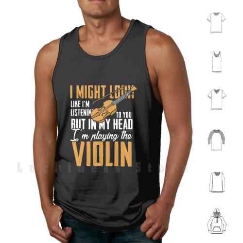 Violin Player Tank Tops Vest 100% Cotton Violin Violinist Music Musician Musical Instrument Instrument Classical