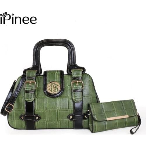 IPinee Fashion Plaid Handbag Women 2021 New PU Leather Boston Shoulder Bag Luxury Design Handle Bag Lady Purse sac