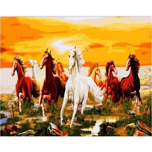 DIY Oil Painting Paint By Numbers Kits with Brushes Acrylics Painting Kits on Canvas for Adults Kids Beginner - Run th