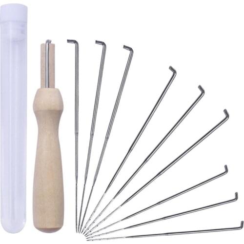 10PCS Needle Felting Craft Kit Set Wool Felt Tools Supplies with 9 Pieces 3 Sizes Felting Needles and 1 Wooden Felting Handle