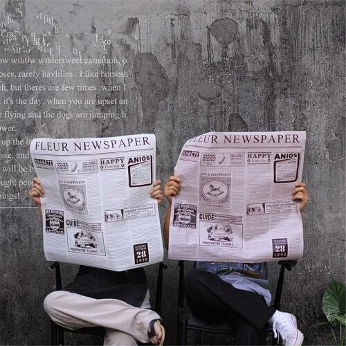 Vintage Style English Newspaper Gift Wrapping Material Roll Flower Wrapping Paper 40g Kraft Paper Cassical Packaging Materials