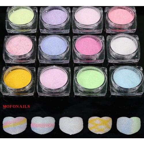 12 Box/set Nail Rainbow Sugar Powder Shining Colorful Fine Glitter Dust Powder Multicolor Holographic Laser Nail Glitter Powder