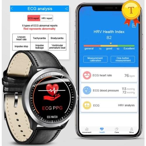 New Design accurate ECG measurement PPG heart rate round smart band wrist watch support Sleep quality detection for ios android