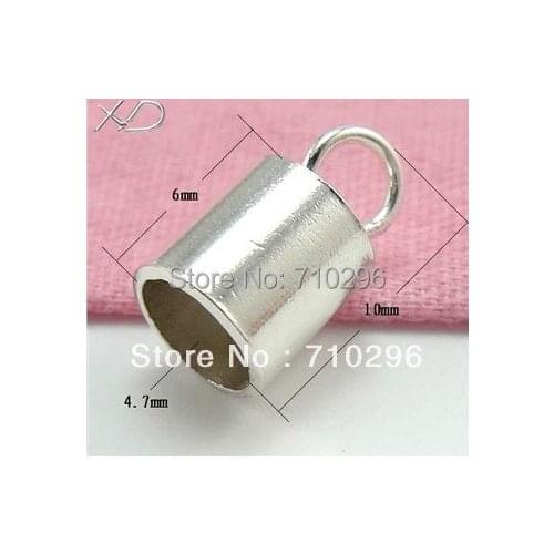Genuine 925 Silver findings 30 pcs/lot 925 silver 4.7x10mm cord end w/ clasp solid 925 silver findings
