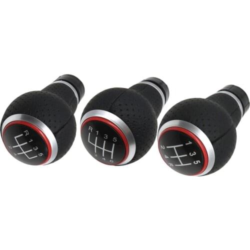 FaroeChi Gear Shift Knob For Audi A4 S4 B8 8K A5 8T Q5 8R S Line 07-15 Manual Leather Red Line