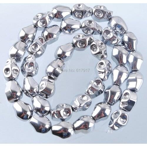 Silvers Hematite Gem Stone 8x10mm Carved Skull Beads 15.5 Inches Strand For Making Jewelry TL3046