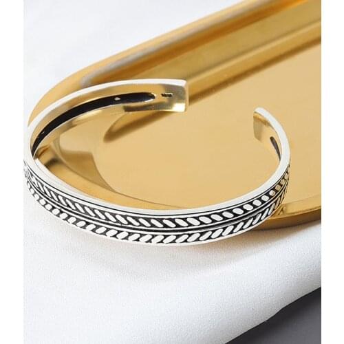 925 Sterling Silver Adjustable Vintage Leaf Charm Bracelet &Bangle For Women Fashion Elegant Jewelry sl007