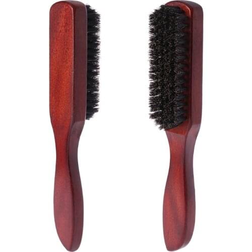 Hair Brush Wood Handle Boar Bristle Beard Comb Styling Detangling Straightening 50JF
