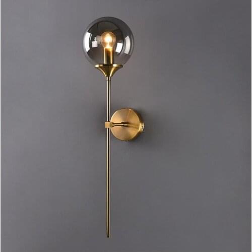 Modern Glass Wall Lamp Gold Led Wall Light Fixtures for Home Decor Bedroom Bathroom Mirror Lights Nordic Indoor Luminaire E14