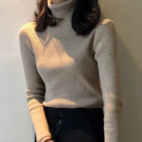 Sweaters For Women 2021 Winter Clothes Women Long Sleeve Turtleneck Knitted Sweater Women Pullover Woman Sweaters Tops D739
