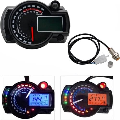 Black Panel Universal Motorcycle 7 Colors LCD Digital Gauge Tachometer Speedometer Adjustable Motorcycle Instrument for Honda