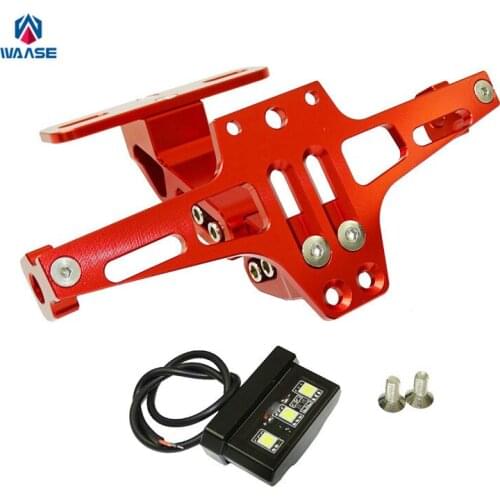 Waase Motorcycle Adjustable License Number Plate Frame Holder Bracket with light For Kawasaki Ninja 250 300 Z750 Z800 Z900 Z1000