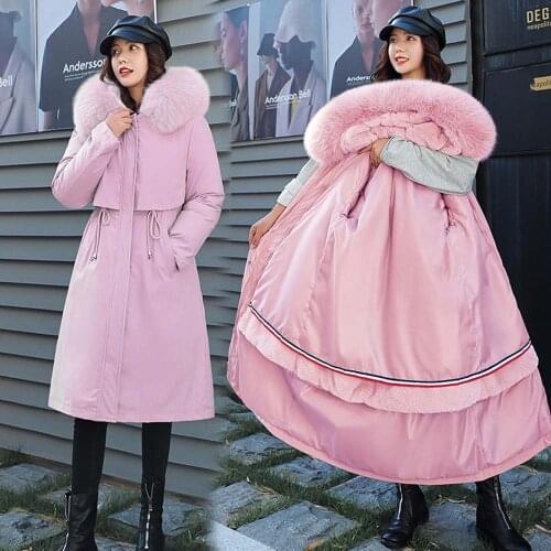 GRELLER Women Thicken Parkas Fur Liner Hooded 2020 New Autumn Winter Coat Women Wadded Jacket Long Parkas Gilrs Jaqueta Feminina