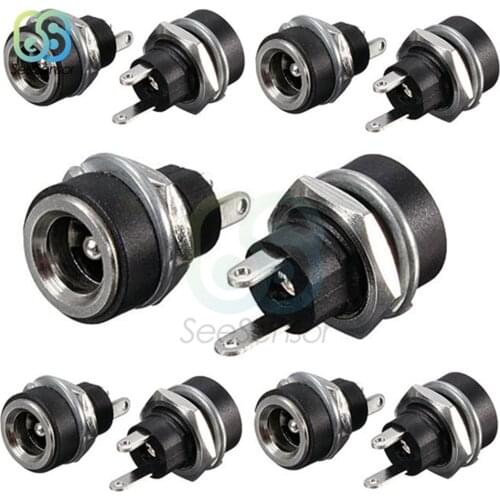 10Pcs DC 12V 3A Power Supply Connector Jack Socket Female Panel Mount Connector 2-Pin Plug Adapter 5.5 x 2.1mm