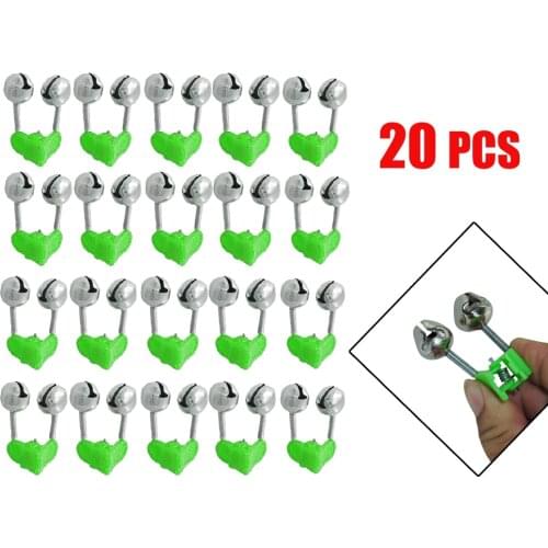 20Pcs Twin Spiral Bells Fishing Bite Alarms Outdoor Night Carp Fishing Rod Tip Clips Tool Accessories Rod Fish Bell