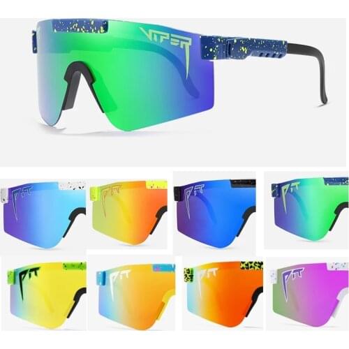2021 Fashion Classic BRAND Mirrored Green lens pit viper Sunglasses polarized men sport goggle tr90 frame uv400 protection